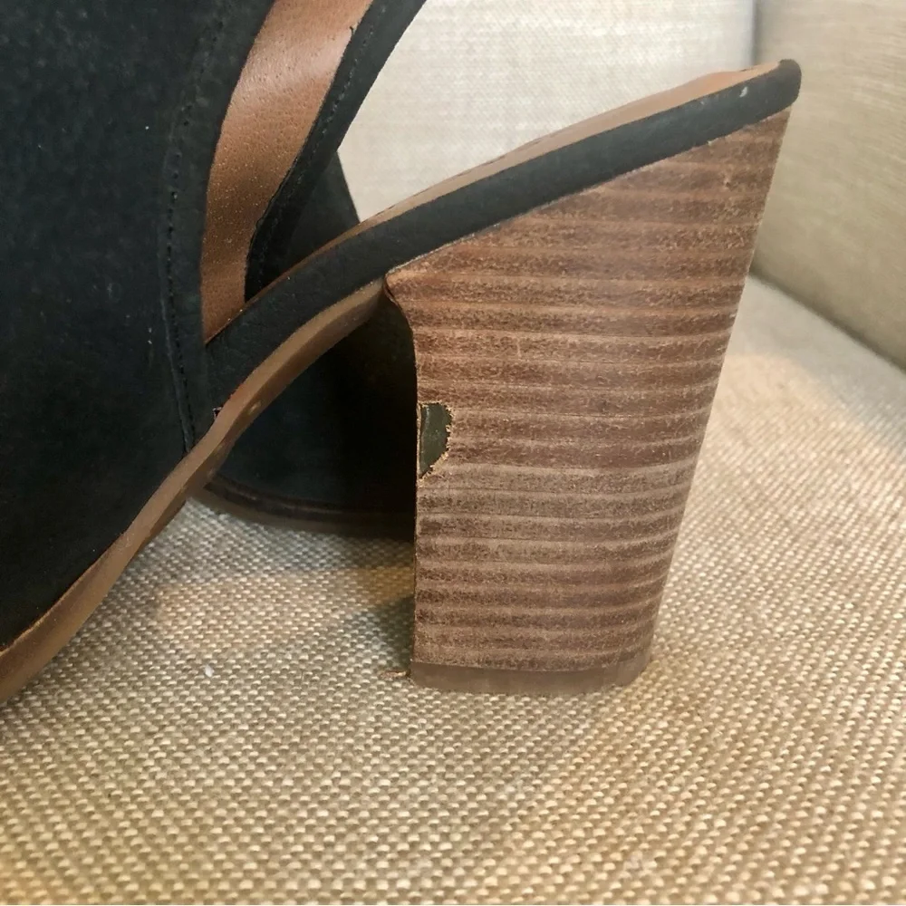 Lucky Brand Black Suede Open Toe and Heel Bootie Size 7.5 - Picture 10 of 11